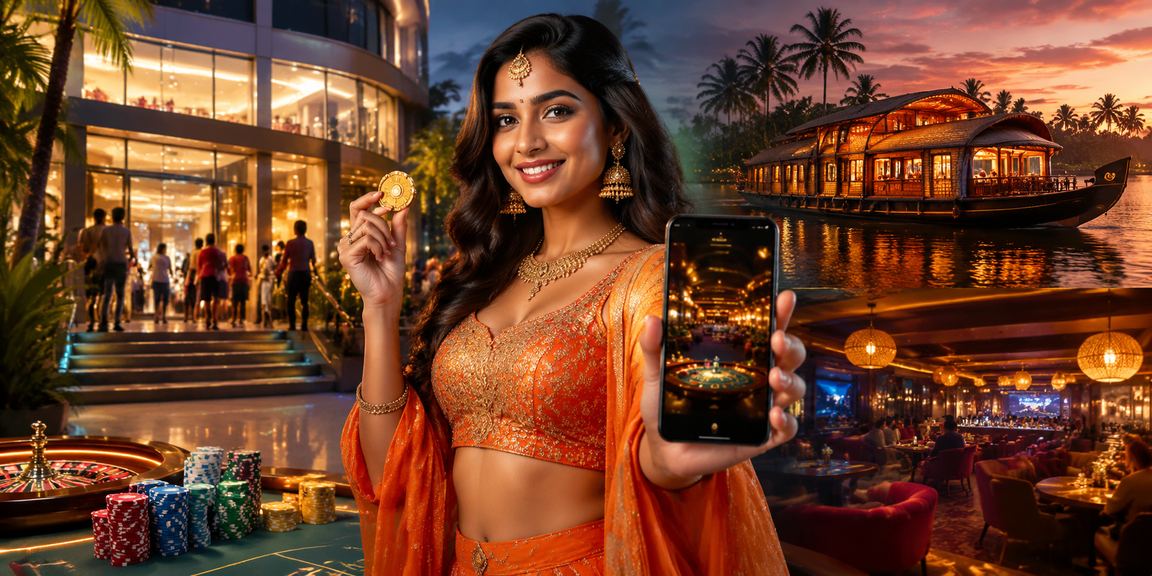Digital payment transaction on mobile at Kerala backwaters landscape