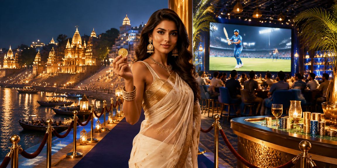 View of sports bettor analyzing cricket match odds at Varanasi ghats